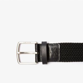 Lacoste Lacoste Engraved Buckle Stretch Knitted Belt Pánské - Pásy Černé | CZ-ui7LoR